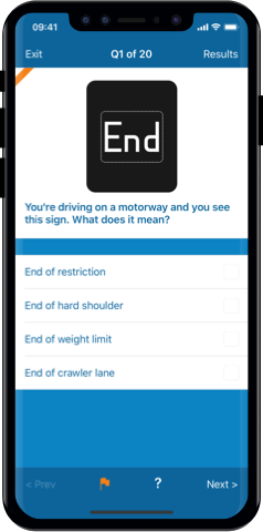 LGV Theory Test 2024 UK Kit for iPhone, Mac and Android- Flag and Review Questions