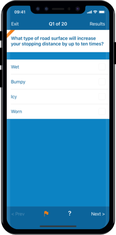 PCV Theory Test 2024 UK Kit for iPhone, Mac and Android- Flag and Review Questions